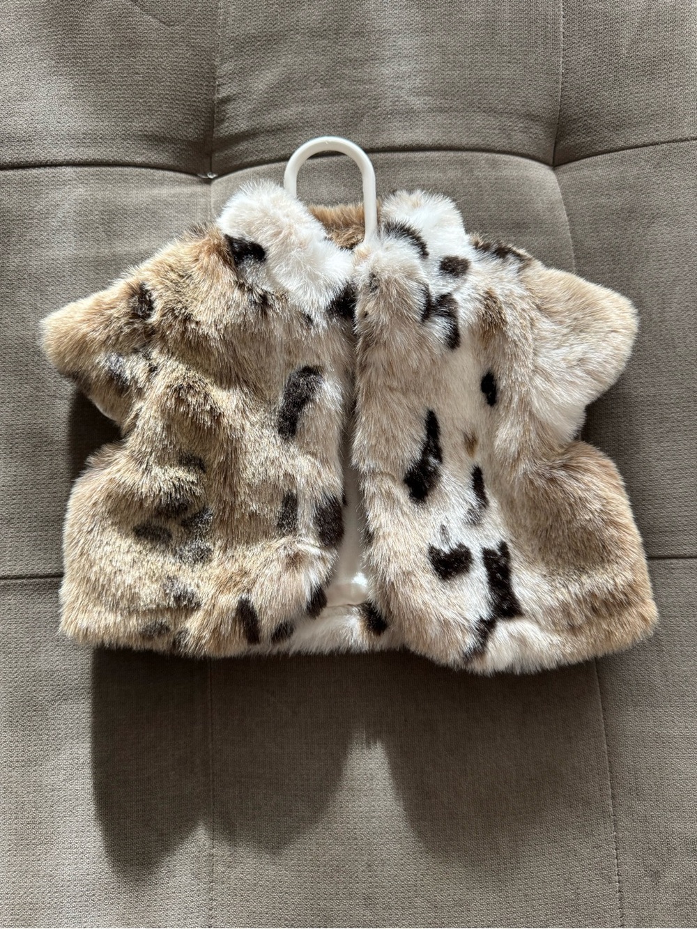 The Children's Place 3T Girls Faux Fur Animal-Print Vest - Beige & Brown